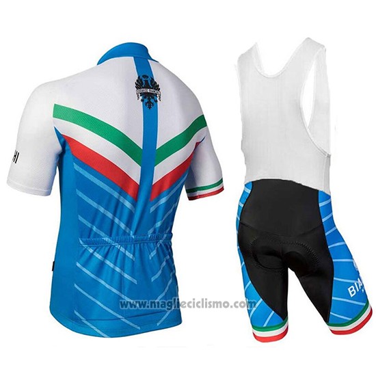 2018 Abbigliamento Ciclismo Bianchi Tiera Bianco e Blu Manica Corta e Salopette