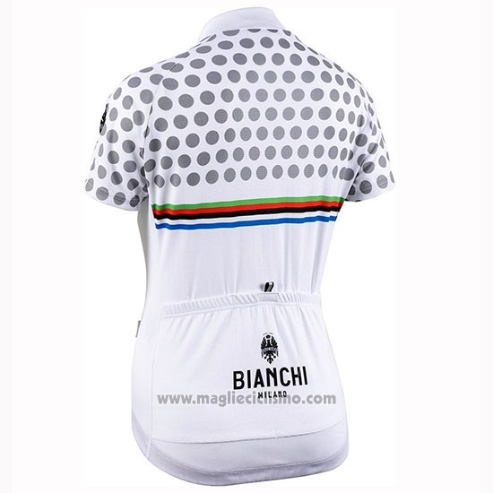 2019 Abbigliamento Ciclismo Donne Bianchi Dot Bianco Manica Corta e Salopette