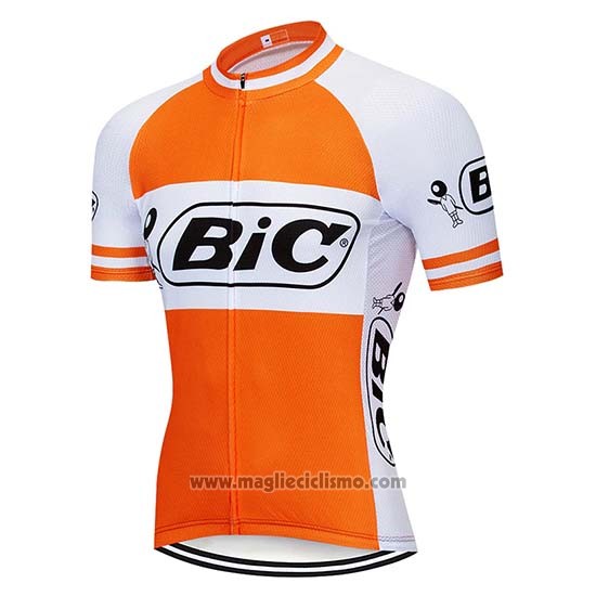 2019 Abbigliamento Ciclismo Bic Bianco Arancione Manica Corta e Salopette