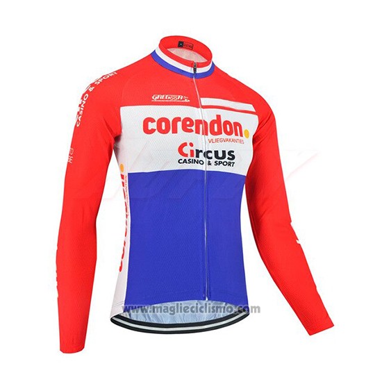 2019 Abbigliamento Ciclismo Corendon Circus Rosso Bianco Azul Manica Lunga e Salopette