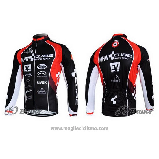 2012 Abbigliamento Ciclismo Cube Nero e Rosso Manica Lunga e Salopette
