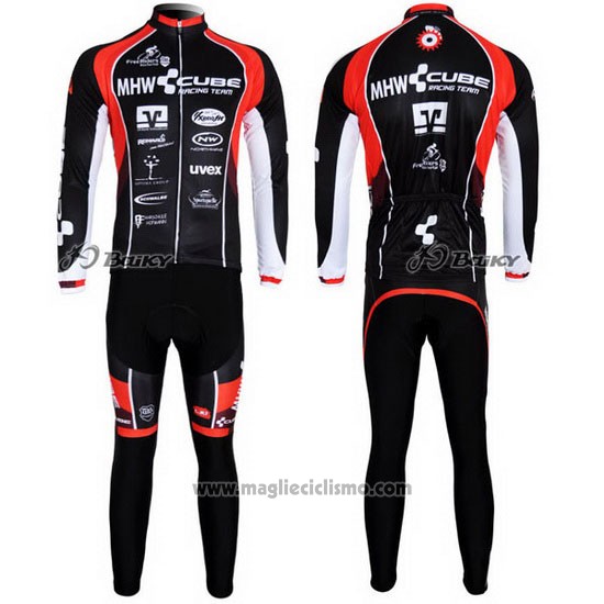 2012 Abbigliamento Ciclismo Cube Nero e Rosso Manica Lunga e Salopette