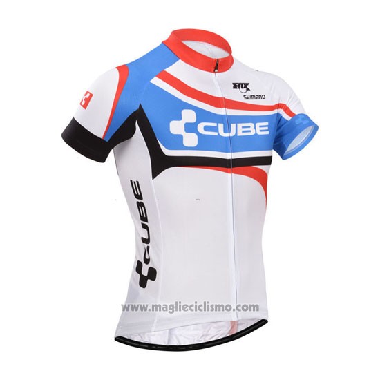 2014 Abbigliamento Ciclismo Cube Bianco e Blu Manica Corta e Salopette