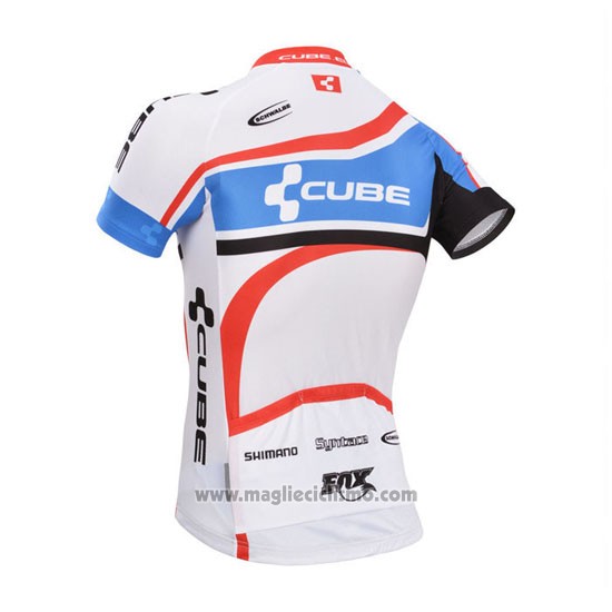 2014 Abbigliamento Ciclismo Cube Bianco e Blu Manica Corta e Salopette
