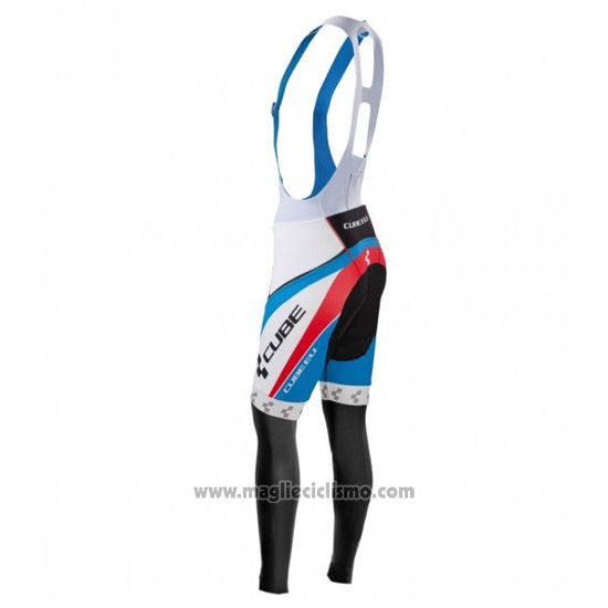 2016 Abbigliamento Ciclismo Cube Blu e Bianco Manica Lunga e Salopette
