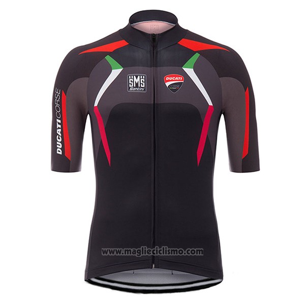 2017 Abbigliamento Ciclismo Ducati Corse Nero Manica Corta e Salopette