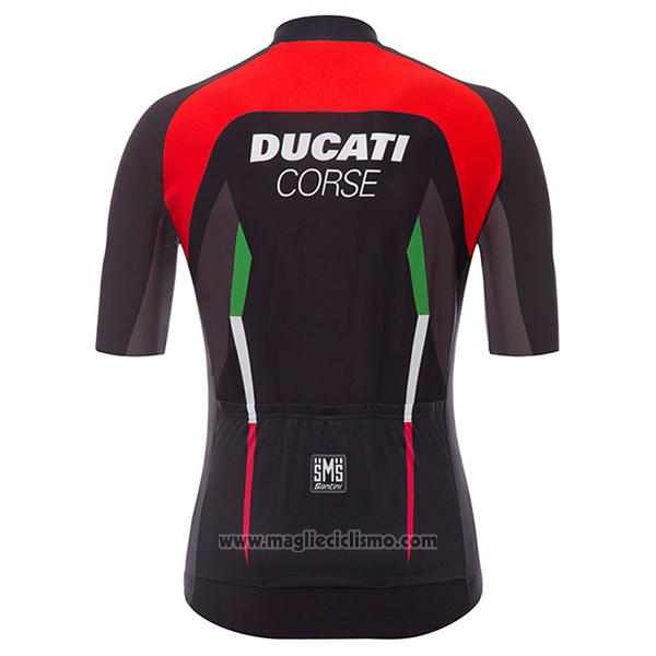 2017 Abbigliamento Ciclismo Ducati Corse Nero Manica Corta e Salopette