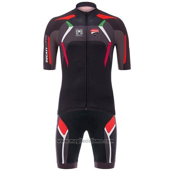 2017 Abbigliamento Ciclismo Ducati Corse Nero Manica Corta e Salopette