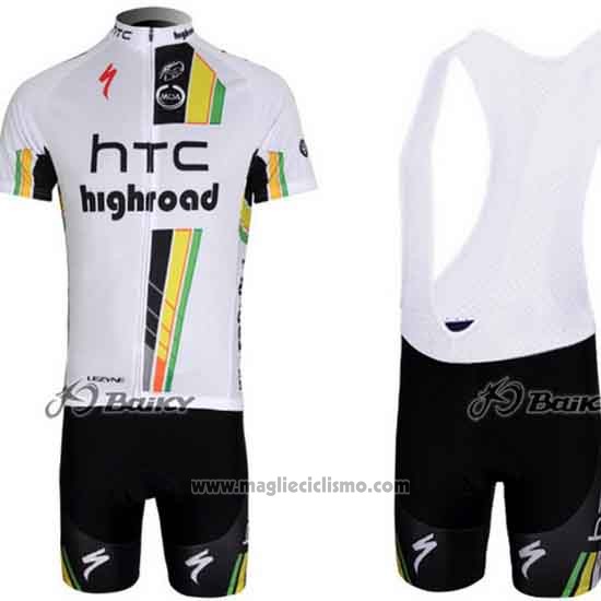2011 Abbigliamento Ciclismo HTC Highroad Bianco Manica Corta e Salopette