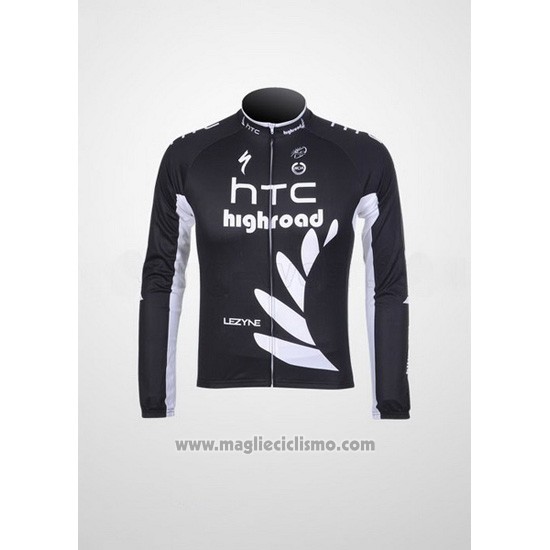 2011 Abbigliamento Ciclismo HTC Highroad Nero e Bianco Manica Lunga e Salopette