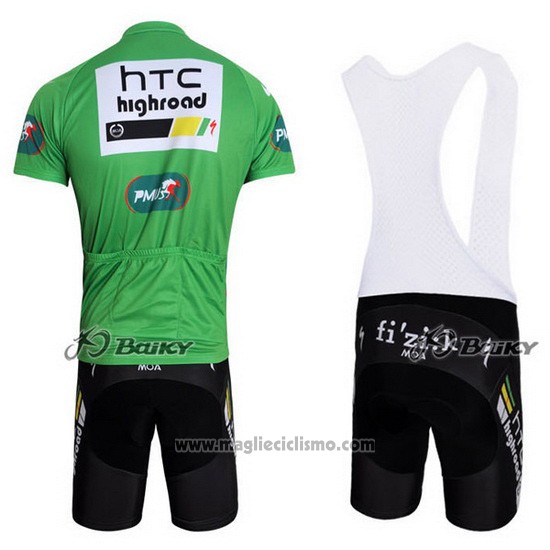 2011 Abbigliamento Ciclismo HTC Highroad Verde e Bianco Manica Corta e Salopette