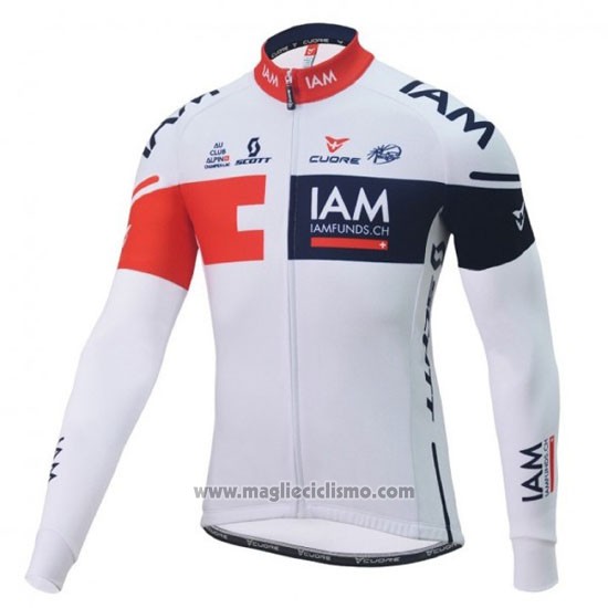 2016 Abbigliamento Ciclismo IAM Bianco e Blu Manica Lunga e Salopette