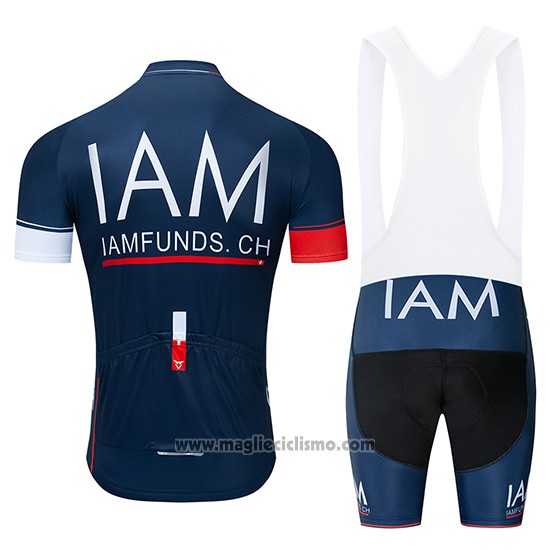 2019 Abbigliamento Ciclismo IAM Blu Scuro Manica Corta e Salopette