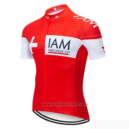 2019 Abbigliamento Ciclismo IAM Rosso Bianco Manica Corta e Salopette