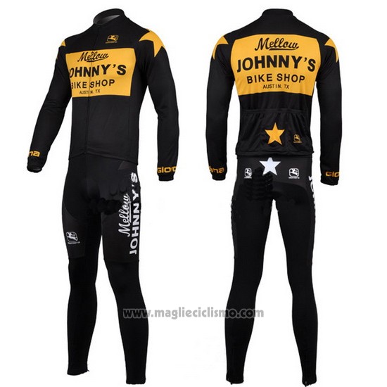 2010 Abbigliamento Ciclismo Johnnys Nero e Giallo Manica Lunga e Salopette