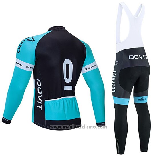 2020 Abbigliamento Ciclismo Leopard Natural Blu Nero Manica Lunga e Salopette