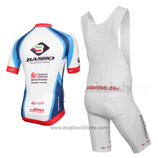 2015 Abbigliamento Ciclismo MLP Team Bergstrasse Bianco e Blu Manica Corta e Salopette