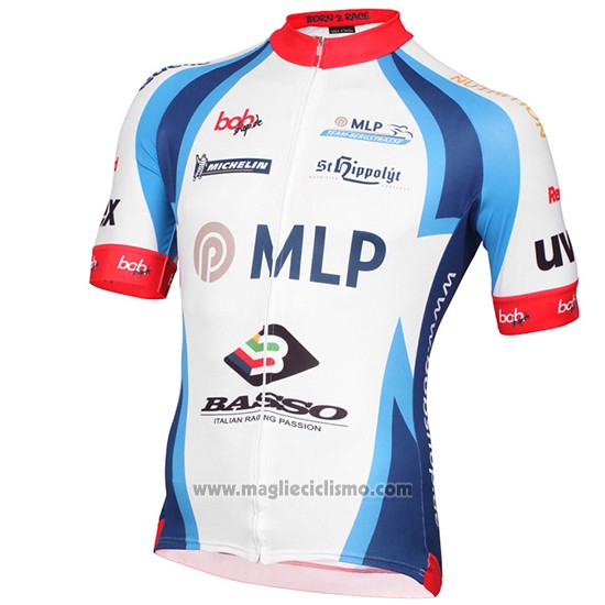 2015 Abbigliamento Ciclismo MLP Team Bergstrasse Bianco e Blu Manica Corta e Salopette