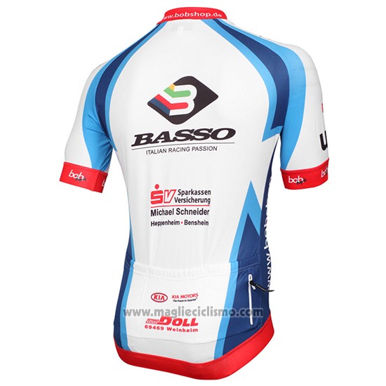 2015 Abbigliamento Ciclismo MLP Team Bergstrasse Bianco e Blu Manica Corta e Salopette