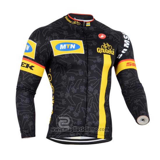 2014 Abbigliamento Ciclismo Mtn Nero e Giallo Manica Lunga e Salopette
