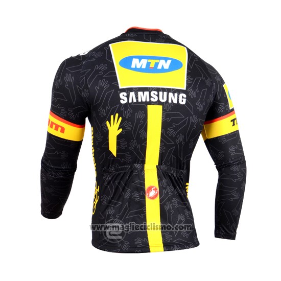 2014 Abbigliamento Ciclismo Mtn Nero e Giallo Manica Lunga e Salopette