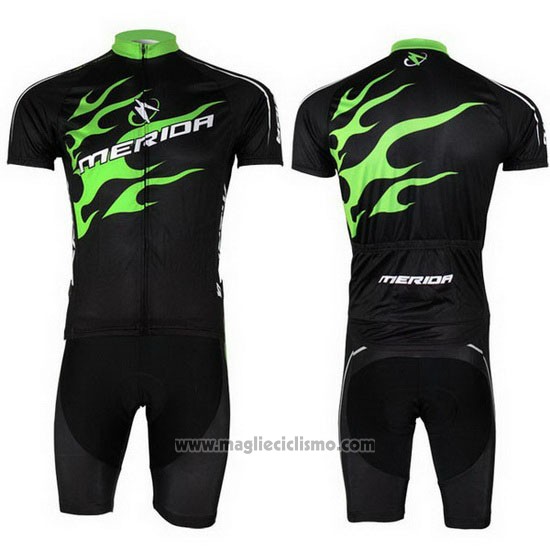 2013 Abbigliamento Ciclismo Merida Nero e Verde Manica Corta e Salopette