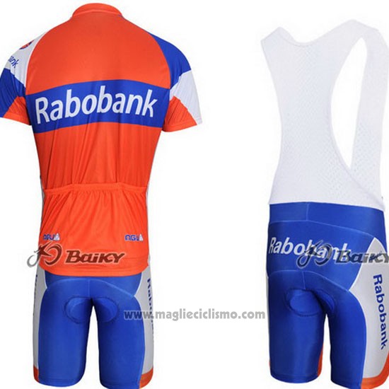 2011 Abbigliamento Ciclismo Rabobank Blu e Arancione Manica Corta e Salopette