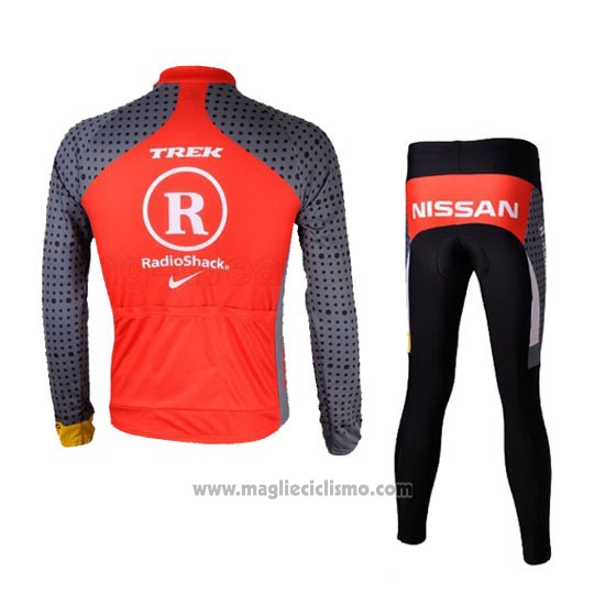 2010 Abbigliamento Ciclismo Radioshack Arancione e Grigio Manica Lunga e Salopette Pantaloni