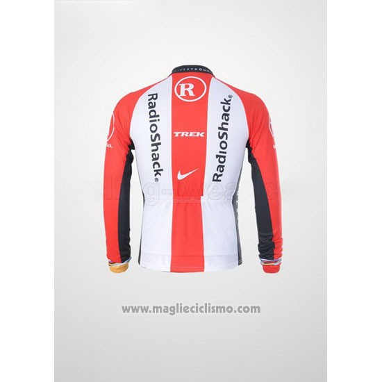 2011 Abbigliamento Ciclismo Radioshack Bianco e Rosso Manica Lunga e Salopette