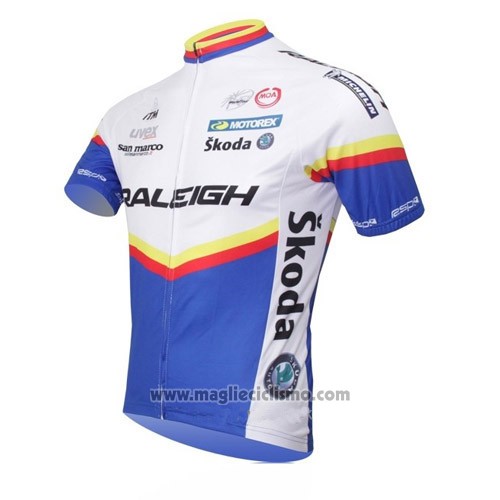 2012 Abbigliamento Ciclismo Raleigh Blu e Bianco Manica Corta e Salopette