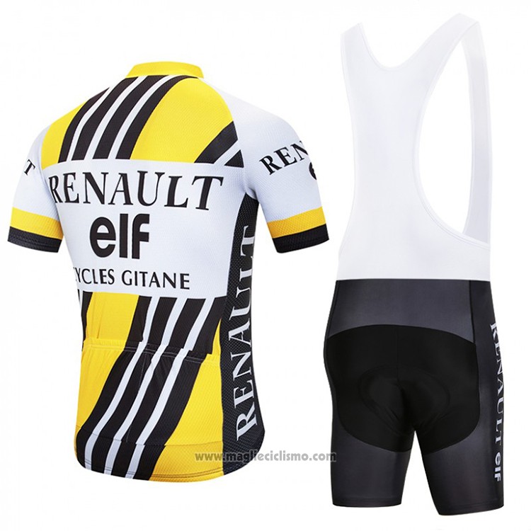 2018 Abbigliamento Ciclismo Renaul Giallo e Bianco Manica Corta e Salopette