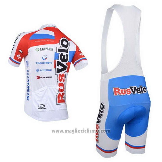 2013 Abbigliamento Ciclismo Rusvelo Bianco e Rosso Manica Corta e Salopette