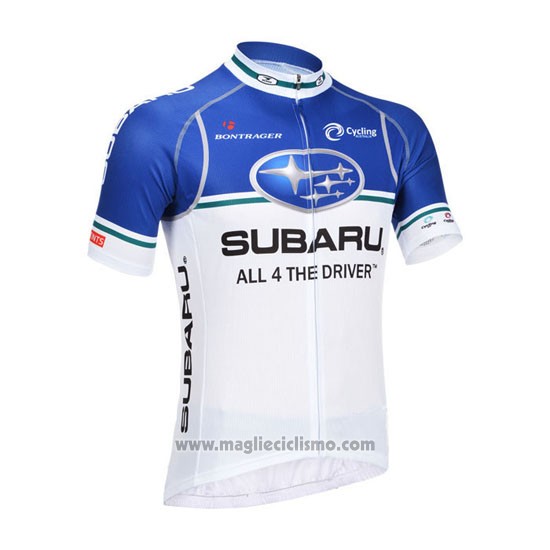 2013 Abbigliamento Ciclismo Subaru Bianco e Celeste Manica Corta e Salopette