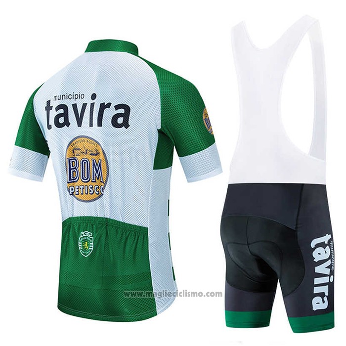 2020 Abbigliamento Ciclismo Tavira Bianco Verde Manica Corta e Salopette