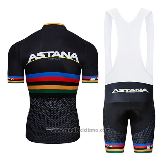 2019 Abbigliamento Ciclismo UCI Mondo Campione Movistar Nero Bianco Manica Corta e Salopette