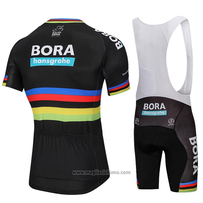 2018 Abbigliamento Ciclismo UCI Mondo Campione Bora Nero Manica Corta e Salopette