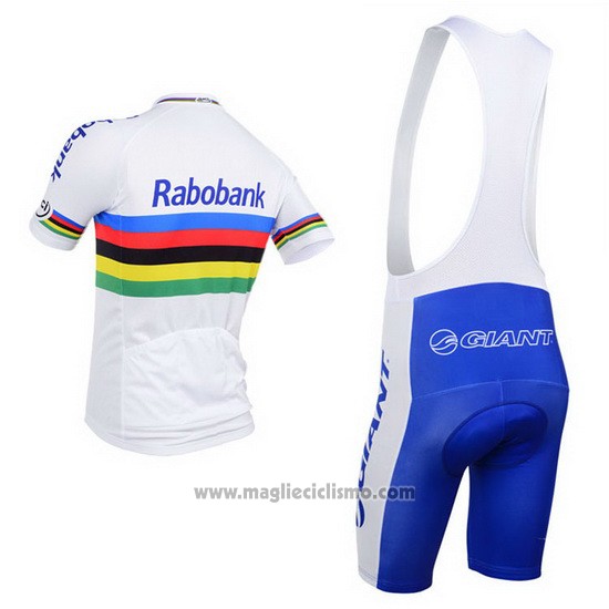 2013 Abbigliamento Ciclismo UCI Mondo Campione Lider Rabobank Bianco Manica Corta e Salopette