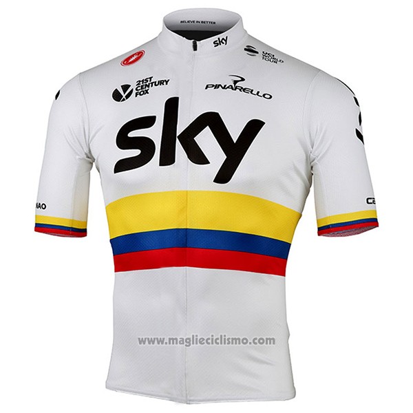 2017 Abbigliamento Ciclismo Sky UCI Mondo Campione Manica Corta e Salopette