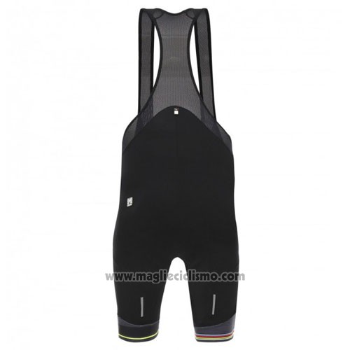 2010 Abbigliamento Ciclismo Santini UCI Mondo Campione Lider Nero e Bianco Manica Corta e Salopette