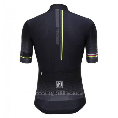2016 Abbigliamento Ciclismo Santini UCI Mondo Campione Lider Nero Manica Corta e Salopette