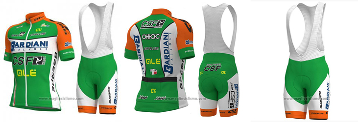 2018 Abbigliamento Ciclismo Bardiani Csf Verde e Bianco Manica Corta e Salopette