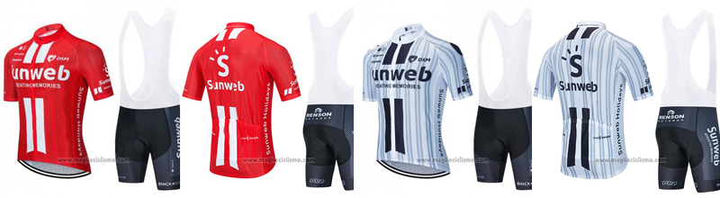 2019 Abbigliamento Ciclismo Sunweb Arancione Bianco Manica Corta e Salopette