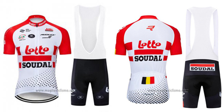 2020 Abbigliamento Ciclismo Lotto Soudal Nero Rosso Bianco Manica Corta e Salopette